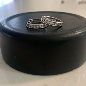 Diamond Huggie Hoop Earrings